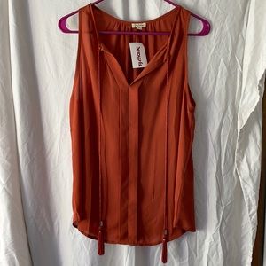 Orange sleeveless blouse with tassels - NWT
